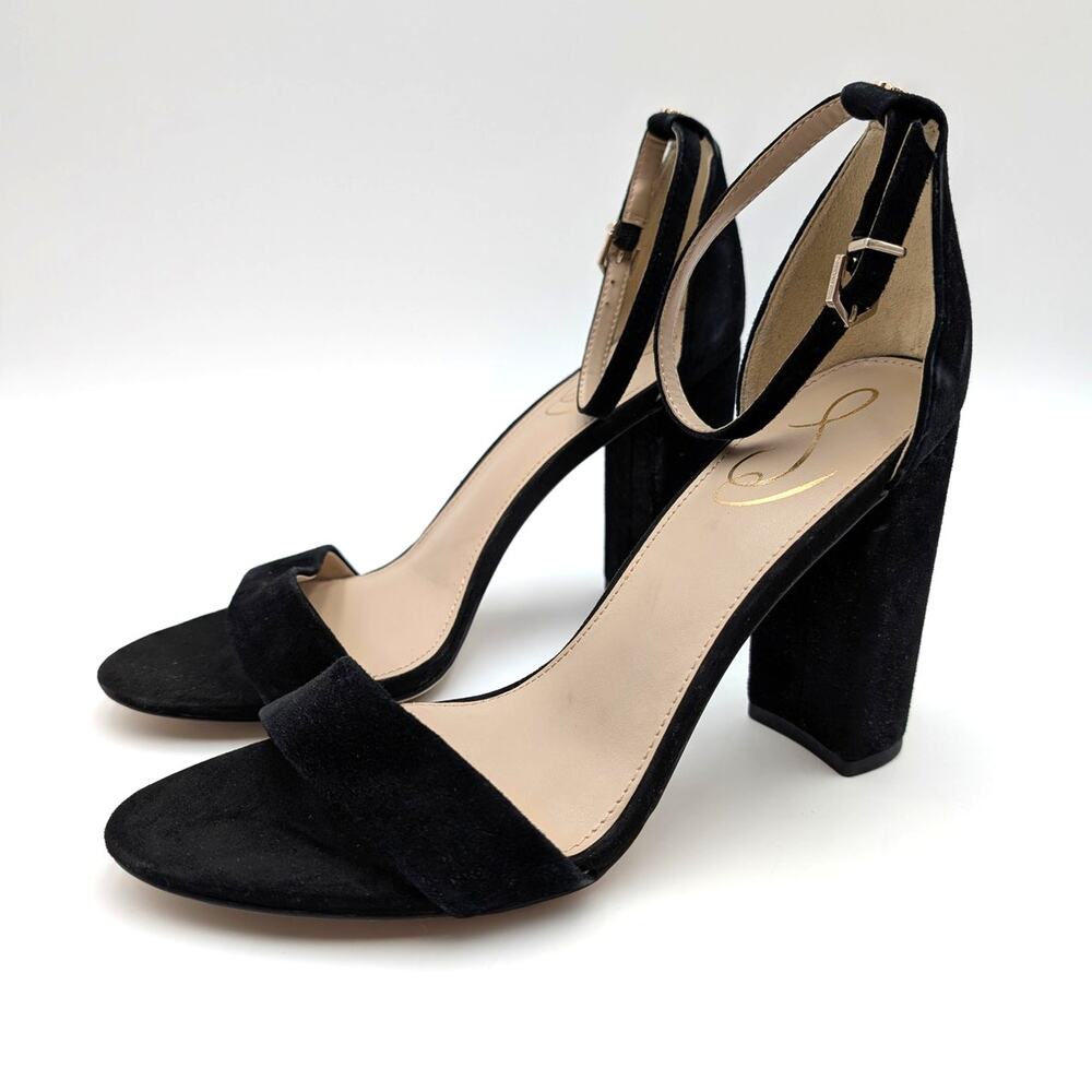 Sam Edelman Yaro Block Heel Sandals Open Toe Women's Black Size US9.5M EU40.5
